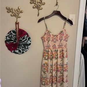 Rouje Pink and Cream Floral Midi Dress